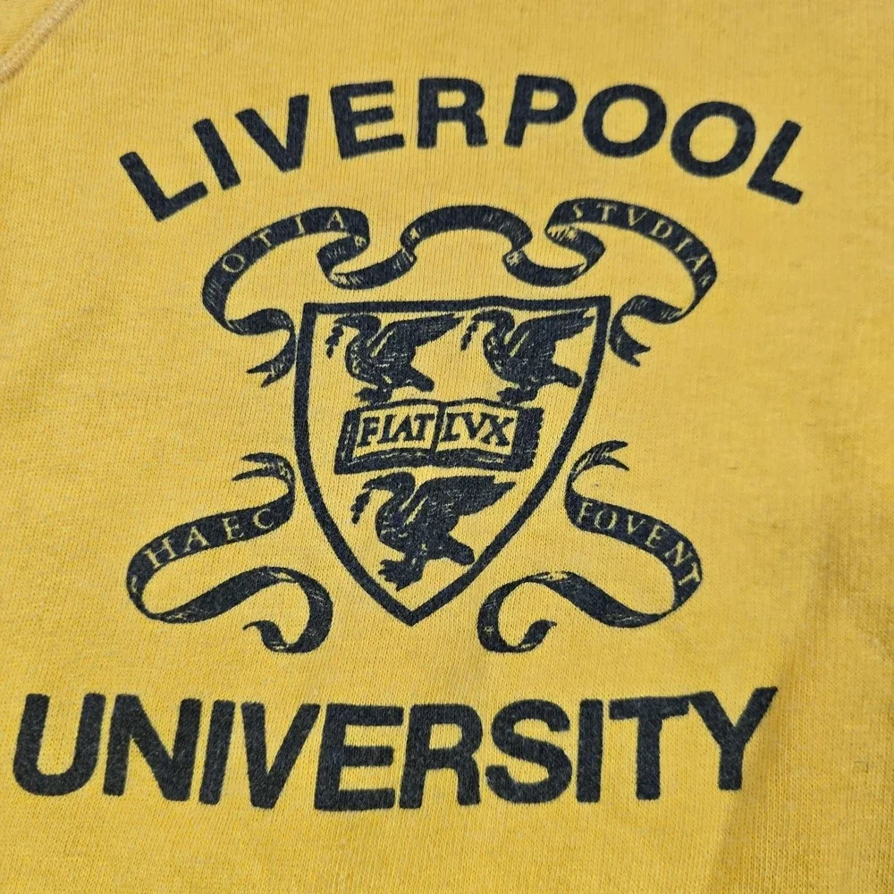 Vintage Liverpool University Sweatshirt Mens Small‎ Yellow College Crewneck 80s